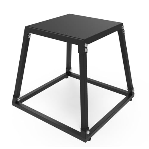 Plyometric Jump Box, Steel Plyo Platform and Jumping Box, Anti-Slip Exercise Step Up Box for Home Gym Training - color: Black, size: 18 Inch
