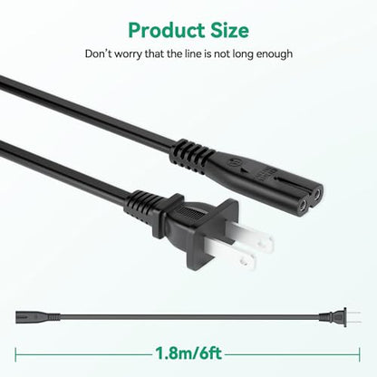 AC Power Cord Compatible with Tvdugim Under Desk Elliptical, 6ft/1.8m Power Cord for Electric Seated Pedal Foot Leg Exerciser Machines