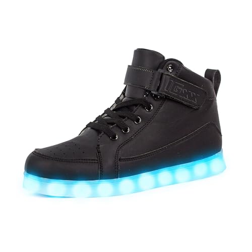 IGxx LED Light Up Shoes for Kids Boys Girls Sparkly Sneakers - color: Black, size: 6 Big Kid