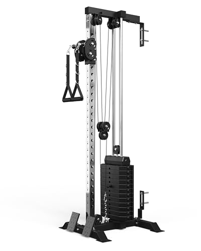 Mikolo Wall Mount Cable Station, Cable Crossover Machine with Dual Pulley System and 19/27 Adjustable Positions for Home Gym Fitness Equipment - color: BLACK, size: G4 Elite(190 lb weight stack)