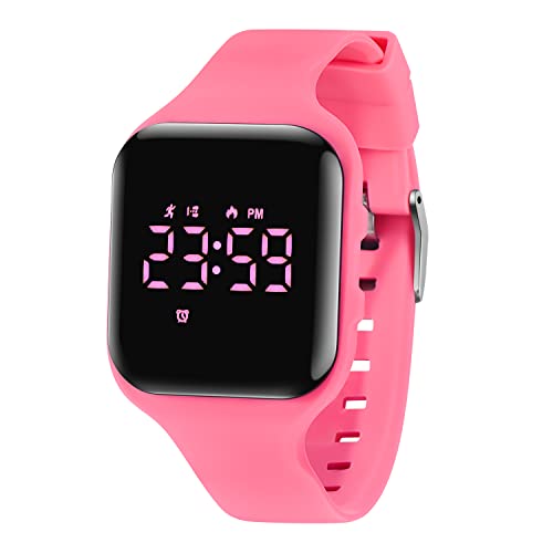 Kids Watches for Girls Boys Digital Sport Watch with Step Counter Pedometer Vibration Alarm Clock, No App Waterproof Fitness Tracker Kids Watch Boys Girls Teens Students Ages 5-16 - color: 005-E-WatermelonRed