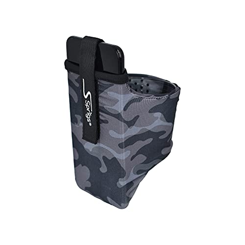Sprigs Phone Armband Sleeve for iPhone 14, 13, 12, 11, X Galaxy Z, S22, S21, S20 Google Pixel 7, 6, 5. The Lightest & Most Comfortable Running Armband, Stretches to Fit All Phones with Case for Women & Men - color: Black Tile Camo, size: Medium