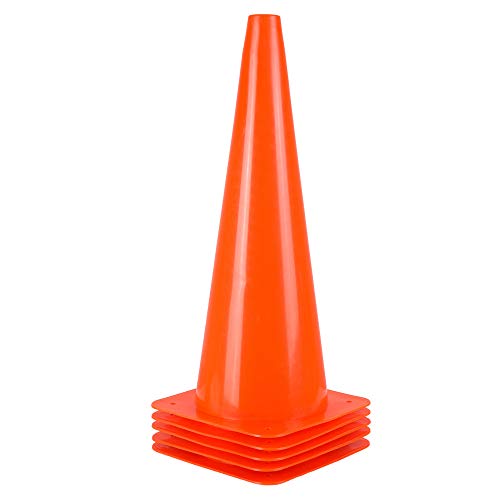 [5 Pack] 18 inch Traffic Cones, Safety Road Parking Cones,Agility Field Marker Cones for Soccer Basketball Football Drills Training, Outdoor Sport Activity & Festive Events