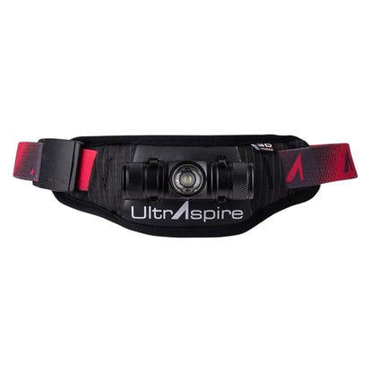 UltrAspire Lumen Collection Waist Light Belt | Lightweight & Water Resistant - 400Z 3.0, Black/Red