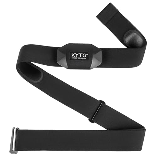 KYTO Heart Rate Monitor Chest Strap - ANT+ & Dual Bluetooth 4.0 HR Sensor, IP67 Water-Resistant, Compatible with Peloton, Zwift, Garmin, Precise HR Tracker for Running & Cycling - color: Black- Style B