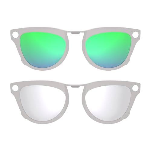 HIBLOKS Polarized Clip for RayBan Meta Skyler Gen 1/2 (RW4010/RW4014 52-20) - size: Grey Frame - Silver+Green
