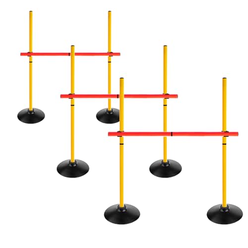 Adjustable Height Agility Speed Hurdles with Rubber Base, Training Equipment Set for Soccer, Track and Field, Detachable Agility Poles - size: 3.3 FT, style: Pack of 3
