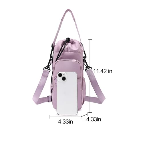 Water Bottle Holder with Strap, Portable Sling Bag with Phone Pocket, Water Bottle Accessories for Hiking Camping, Green - color: Green