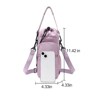 Water Bottle Holder with Strap, Portable Sling Bag with Phone Pocket, Water Bottle Accessories for Hiking Camping, Green - color: Green