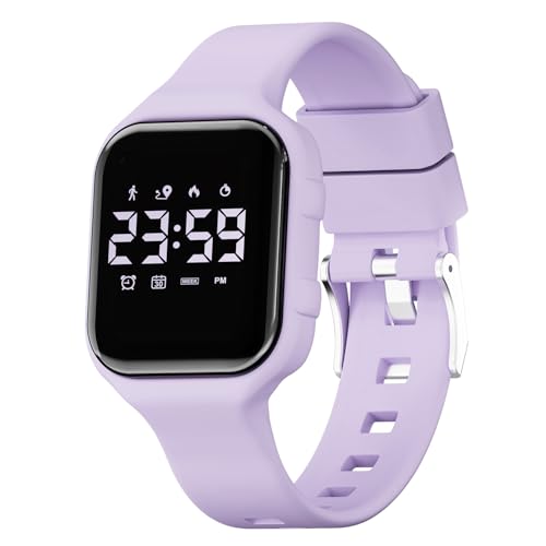 GOLDEN HOUR Kids Digital Sport Watches with Fitness Tracker, Alarm Clock, Stopwatch, No App Waterproof Birthday Gifts for Girls and Boys Ages 4-12 - color: Purple