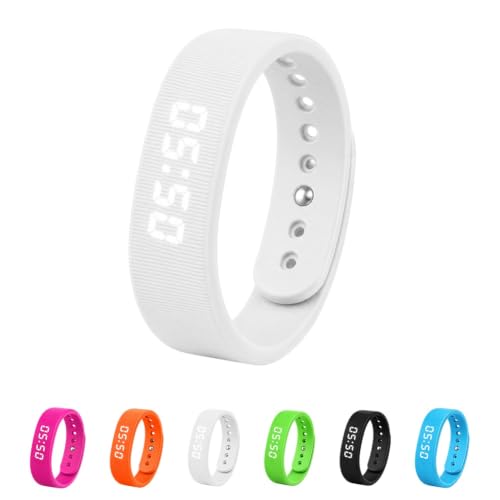 Vibrating Alarm Wristband Effective Alarm Clocks for Deep Sleepers Wake Band Wrist Watch Silent Deaf People Shock with Men Vibration Heavy Sleeps Wrist Bracelet Silent that Won't Wake - color: White