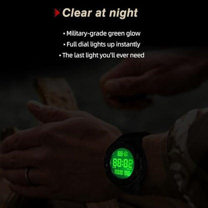 Digital Watch for Men Tactical Military Waterproof Sports Wristwatch Nylon - color: Black