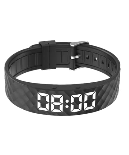 Vibrating Alarm Watch, Potty Training Wristband Rechargeable Pill Reminder Watch with 15 Daily Alarms - color: Black, size: Large
