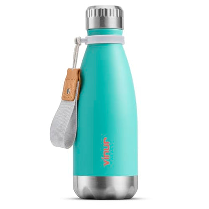 Kids Water Bottle-12 oz Leak Proof Insulated Water Bottle with Carry Rope - color: Teal, size: 12 Ounces