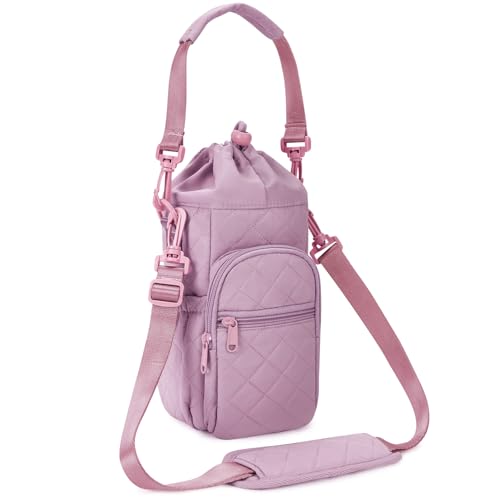 sportsnew 40oz Crossbody Water Bottle Bag for Gym Hiking - color: Quilt Pink