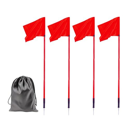 5FT Soccer Corner Flags for Soccer Field Set of 4, With Storage Bag (Red)