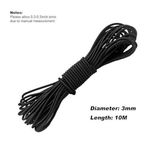 1/8" Bungee Shock Cords with Hooks,65 Feet Elastic Nylon Cords Kayak Stretch String Rope for Bikes,Tie Downs,Boating,Camping,Sunshades,Fitness and Outdoor Enthusiasts (1/8 inch x 32 Ft, Black) - size: 1/8 inch x 32 Ft, Black