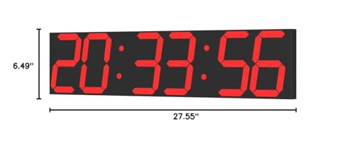 CHKOSDA Digital Wall Clock, Oversize Led Digital Clock Large Display with Auto Dimmer, Huge Countdown Timer with Remote Control, 27" Wide Led Display, 6 Digits, Wall Mount, Date and Temperature (Red) - color: Red