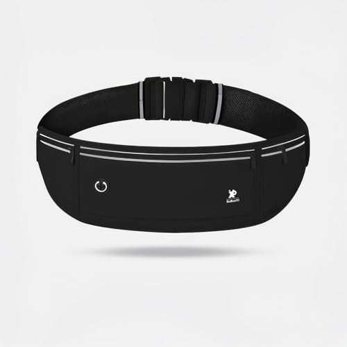 Large Capacity Running Belt Waist Pack for Men Women, Sports Bags, Bum Bags, 3-Pocket Waterproof Fanny Pack for Phones up to 7.2", Adjustable Fitness Pouch for Workout (Black)