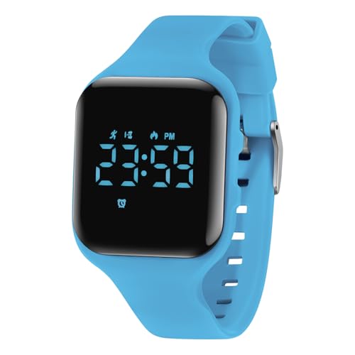 Kids Watches for Girls Boys Digital Sport Watch with Step Counter Pedometer Vibration Alarm Clock, No App Waterproof Fitness Tracker Kids Watch Boys Girls Teens Students Ages 5-16 - color: 003-E-LightBlue
