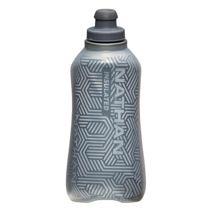 Nathan SpeedDraw 2 Insulated Handheld Running Water Bottle Flask – Double-Wall Insulation, Ergonomic Grip, Blast Valve Cap, Phone & Key Storage Pockets, Reflective Design - 18oz Insulated - Deep Teal - color: Deep Teal 18oz Insulated