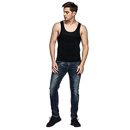 Odoland Men Compression Shirt 3 Pack Body Shaper Vest Tank Top - color: Black/Black/Black, size: 3X-Large