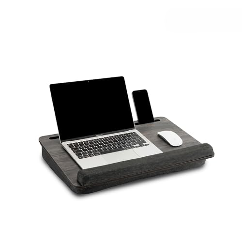 Vigo Wood Laptop Lap Desk with Cushion for Bed, Portable Home Office Tray Fits up to 17.3 Inch, Built-in Phone and Tablet Holder (Cambridge-Black) - color: Cambridge & Black