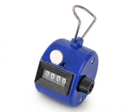 Hand Tally Counter - 4 Digit Mechanical Clicker Counter for Knitting and Crochet - Handheld Lap, Pitch & People Counter with Finger Ring - No Battery Required for Teachers, Nurses, (Blue)