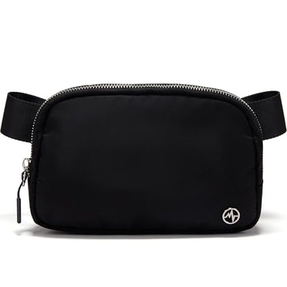 Pander Unisex Belt Bag Fanny Pack for Women with Adjustable Strap, Small Waist Pouch for Workout Running Traveling Hiking - color: Black