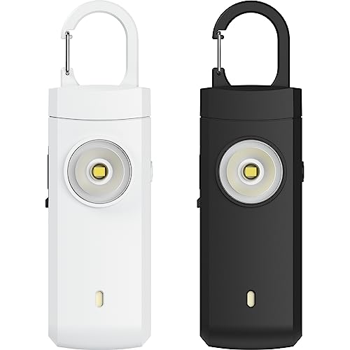 Rechargeable Personal Alarm for Women - 2 Pack Christmas Birthday Gifts for Women, Daughter, College Student, Teen Girl, Night Workers, Elders, Kids, Siren Alarm, USB Charging, Backl&White - color: Backl&White