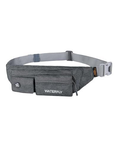 WATERFLY Small Fanny Pack for Women Men, Crossbody Travel Waist Bag - color: Dark Gray