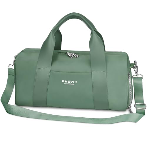 16" Gym Bag for Women,with Shoes Compartment and Waterproof Pocket(Green) - color: Green, size: 16" Small Size