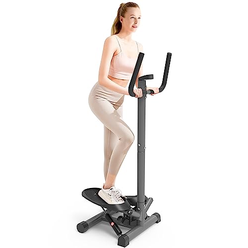 leikefitness Premium Portable Twist Stair Stepper Adjustable Resistance, Twisting Step Fitness Machine with Handbar and LCD Monitor (ST6619-Black)
