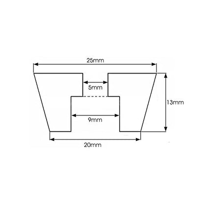 Round Rubber Feet, D25x20xH13mm, Stainless Steel Washer Built-in, 10 Pack - size: D25 x 20 x H13 mm