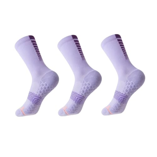 we fleece Running Socks Womens Compression Socks for Women Hiking Socks With Reflective Yarn Breathable Mesh Crew - color: Purple Purple Purple