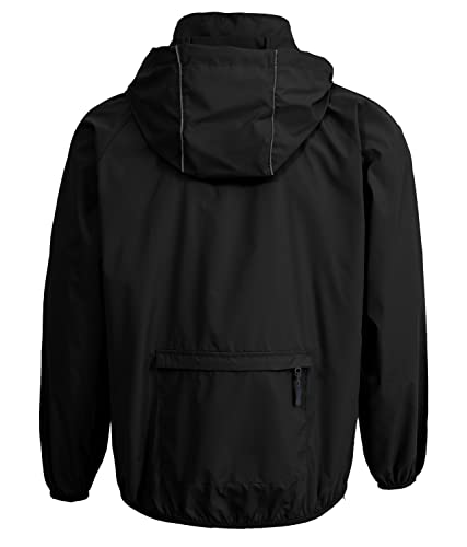 Men's Lightweight Waterproof Jacket Packable Windbreaker - color: Black, size: Small