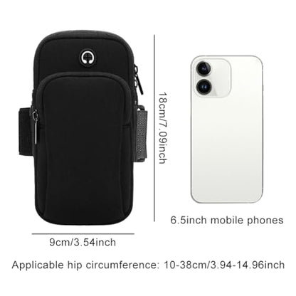 Phone Holder for Running, Walking, Workout, Under 7 in Armband Smartphone Holder, Phone Pouch Cards Keys Wallet, Gym Sports Arm Bands Sleeve Fit Women Men(Color:Black)