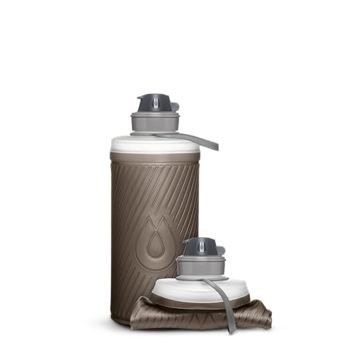 HydraPak Flux Collapsible Backpacking Water Bottle (1L, Mammoth Grey) - color: Mammoth Grey, style: 1L/32oz