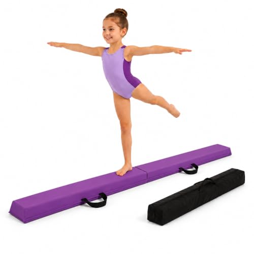 gymnastics balance beam 6FT Purple Premium Soft Suede Foldable Beam - color: Purple, size: 8FT