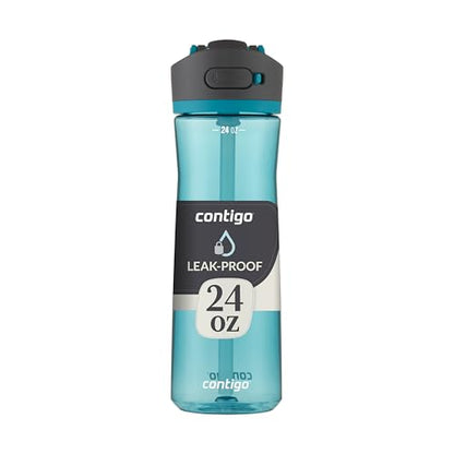 Contigo Ashland 2.0 Leak-Proof Water Bottle with Lid Lock and Angled Straw, Dishwasher Safe, Interchangeable Lid, 24oz, Juniper - color: Juniper, size: 24oz (Pack of 1), style: Single