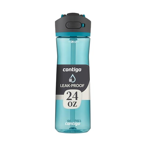 Contigo Ashland 2.0 Leak-Proof Water Bottle with Lid Lock and Angled Straw, Dishwasher Safe, Interchangeable Lid, 24oz, Juniper - color: Juniper, size: 24oz (Pack of 1), style: Single