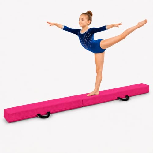 gymnastics balance beam 6FT Purple Premium Soft Suede Foldable Beam - color: Pink, size: 8FT