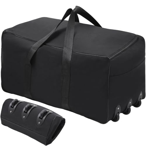 REDCAMP 85L/120L/140L Foldable Duffle Bag with Wheels, Large Travel Duffel Bag - color: Black