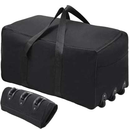 REDCAMP 85L/120L/140L Foldable Duffle Bag with Wheels, Large Travel Duffel Bag - color: Black