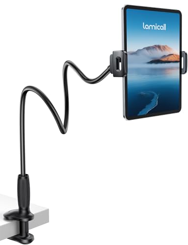 Lamicall Gooseneck Tablet Holder for Bed, Unique Tapered Flexible Arm - color: Black