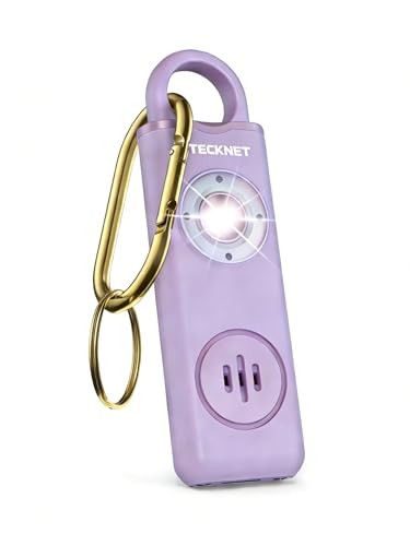 TECKNET Rechargeable Personal Safety Alarm for Women, 130dB Self Defense Keychain Alarm with SOS Strobe Light, Low Battery Notice, Personal Alarm Loud Siren Safety Keychain for Girls Kids Elderly - color: 1 Lavender Purple