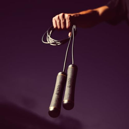 GRIND | Jump Rope - Adjustable "Float" | Tangle-Free, Rapid Speed with Ball Bearings | Ergonomic Soft Grip Handles | Skipping Rope for Fitness, Endurance Training, Gym Workout, or Home Exercise - color: Black