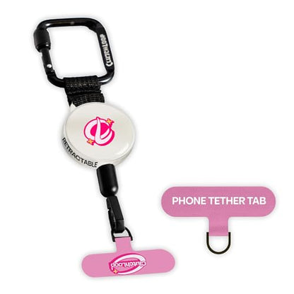 ClutchLoop Retractable Anti-Theft Phone Tether Lanyard Locking Carabiner - color: Pinkie