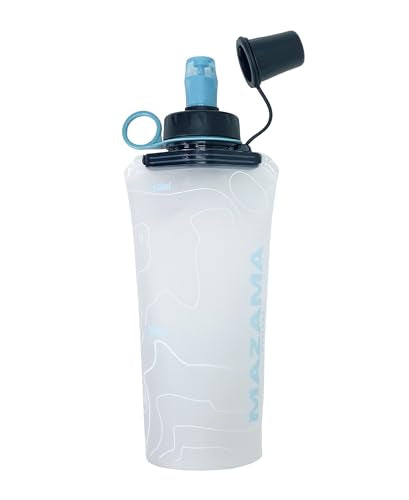 Mazama Aqua Bend Collapsible Soft Sport Water Bottle/Flask/Canteen. Ultralight and Eco-Friendly. Ideal for Running, Hiking, Cycling, Climbing. Fits Most Hydration Vests (Glacier, 500ml) - size: 500ml