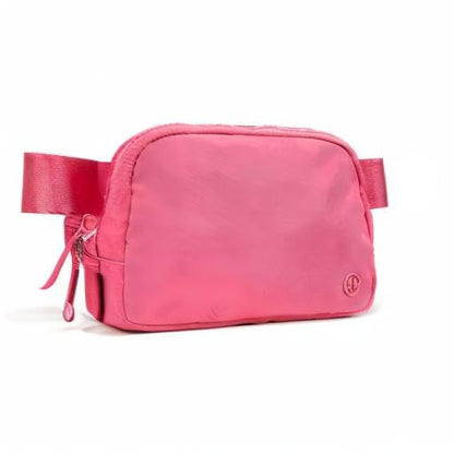 Pander Nylon Fanny Pack for Women, Two-Way Zipper Crossbody Bag - color: Hot Pink
